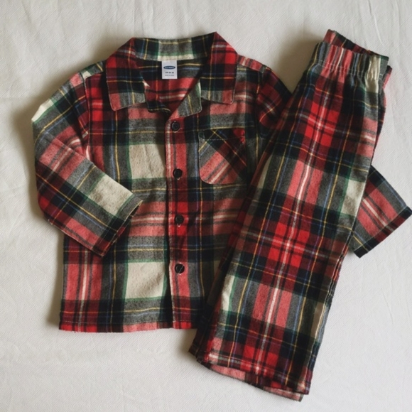 old navy winter plaid classic pajama set 18-24 months baby unisex - Picture 1 of 8